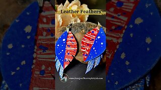 Red, White, Blue and Silver, 3 inch leather feather earrings