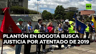 Plantón en Bogotá para exigir justicia para los responsables del mortal atentado de 2019