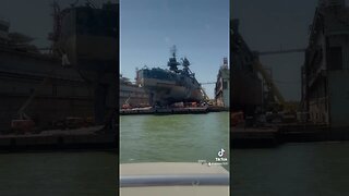 Battleship Texas in dry dock