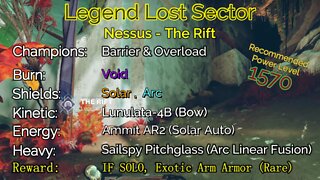 Destiny 2 Legend Lost Sector: Nessus - The Rift 9-6-22