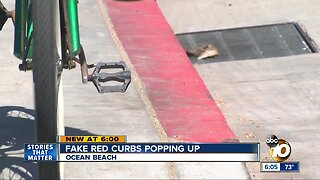 Fake red curbs pop up in Ocean Beach