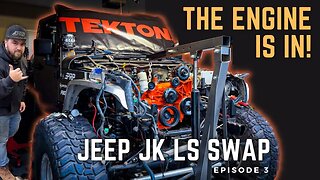 The Engine is FINALLY in! - Jeep Wrangler JK DIY LS Swap - Episode 3