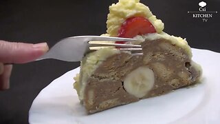 no bake chocolate banana biscuit cake recipe - only 4-ingredients cake