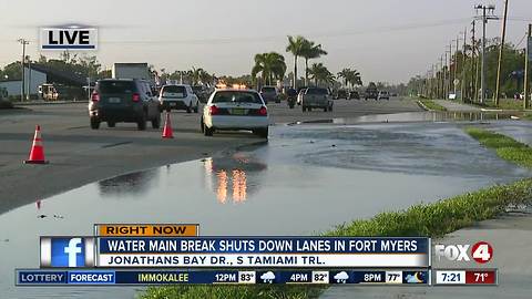 Water main block causes lane closures on U.S. 41 in South Fort Myers