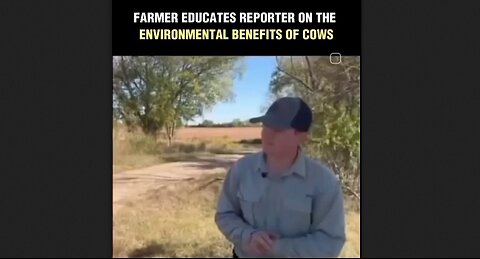 Farmer gives a lesson on science to a reporter