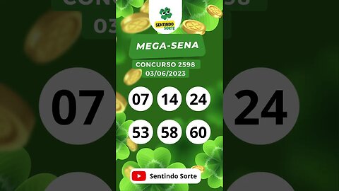 🍀 Resultado MEGA-SENA 2598 | 03/06/23 | Sentindo Sorte #shorts