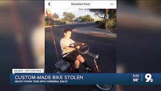 Custom-made bike stolen from Tucson teen with cerebral palsy