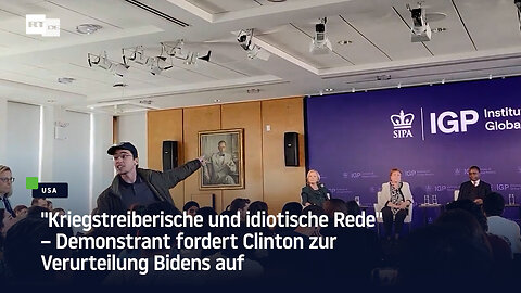 "Kriegstreiberische und idiotische Rede" – Demonstrant fordert Clinton zur Verurteilung Bidens auf