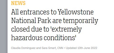 YELLOWSTONE NATIONAL PARK IS CLOSED DUE TO MASSIVE FLOODING - ROADS & BRIDGES WASHED OUT