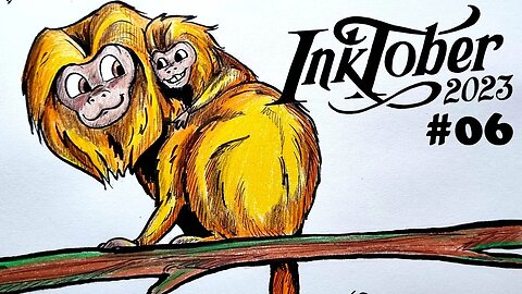 Desenhando Mico Leão Dourado - inktober 2023