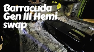 Prepping the manual transmission hump, 1970 Cuda 392 Hemi