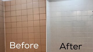 Refinishing ceramic tile in my bathroom (before and after)