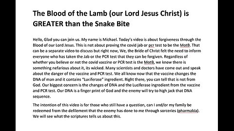The Blood of the Lamb is GREATER than the Snake Bite