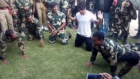 Bollywood Actor workout with indian soldier