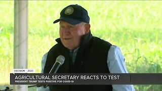 US Agricultural Secretary Sonny Perdue holds speaks to Wisconsin farmers in Cedar Grove to discuss current state of industry