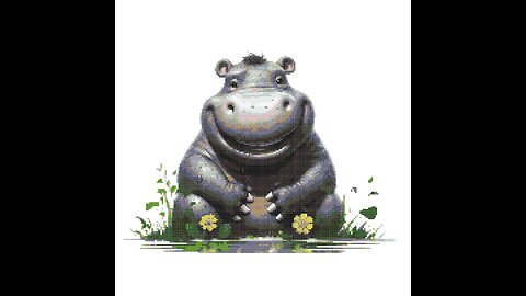 Happy Hippo Cross Stitch Pattern by Welovit | welovit.net | #welovit