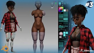 how to create stylized character speedthrough | Part 3 | robotic arm | ZBrush |Blender tutorial