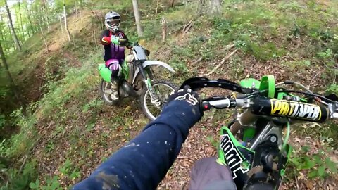 Finding new climb lines! (KX250 uphill blasting)