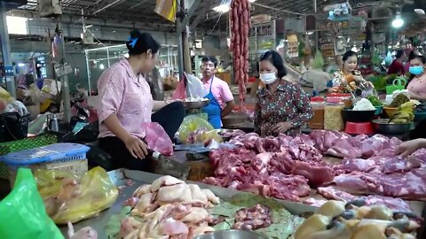 Market show, Yummy pork intestine cooking / Pork intestine with mix vegetable cooking