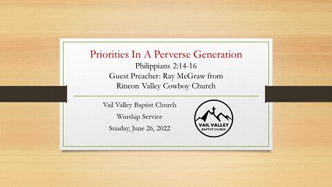 Sunday, June 26, 2022 Worship Service