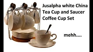 Review Jusalpha white China Tea Cup and Saucer Coffee Cup Set
