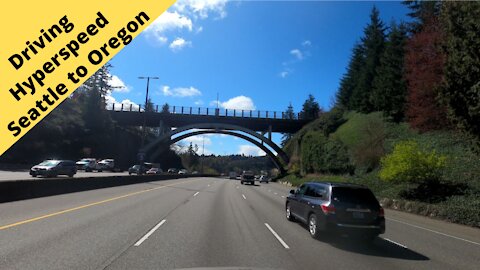 Driving from Seattle to Oregon in Hyperspeed. Watch the weather change