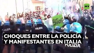 Choques entre la Policía y manifestantes en Italia