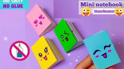 DIY MINI NOTEBOOK ONE SHEET OF PAPER - PAPER CRAFT - DIY BACK TO SCOOL