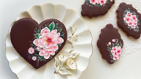 Beautiful Floral Cookies. Chocolate Royal Icing recipe in the description.