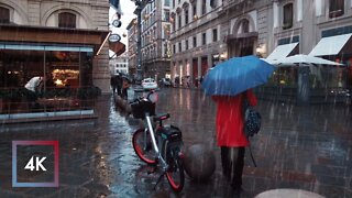 Rainy Walk in Florence, Italy | Walking in Florence, Binaural Rain Sounds