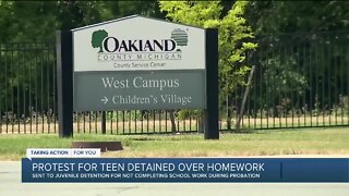 Protest for teen detained over homework