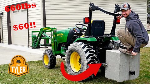 660lb Concrete Tractor Ballast for $60! Building this DIY weight saved hundreds of dollars!