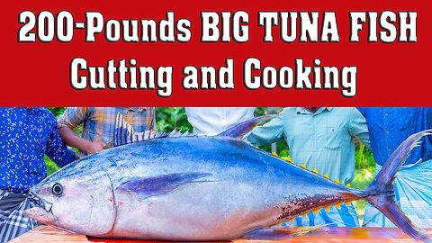 200 Pounds BIG TUNA FISH | Tuna Fish Cutting and Cooking in Village | Tuna Fish Steak Recipe