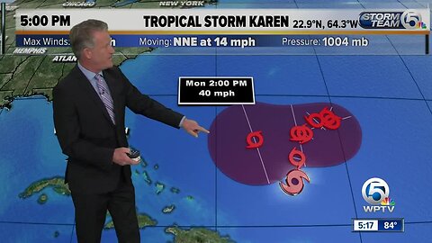 5 p.m. update on Tropical Storm Karen