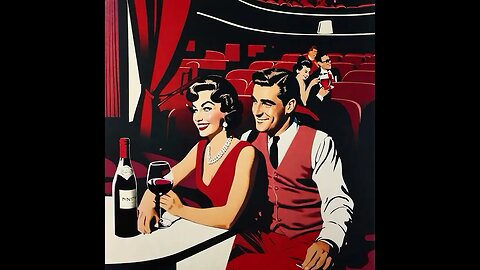 a man and a woman enjoying Pinot noir in a 1960’s theatre #1960’s #manandwoman #theatre #wonderapp