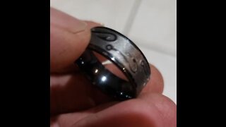 Metal detecting a cool ring with Minelab Equinox 800. Fish hook pattern.