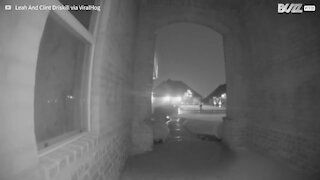 Doorbell camera captures lightning strike hitting home