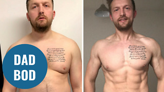 Incredible body transformation of new dad who piled on pounds when son was born