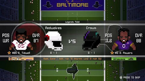 EFL:2-1- Arizona Redwolves (0-1) @ Baltimore Crows (0-1) - Legend Bowl - Week 2 -Intros / Coin Toss