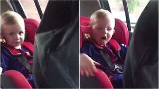 Kid loses his mind listening to electronic music
