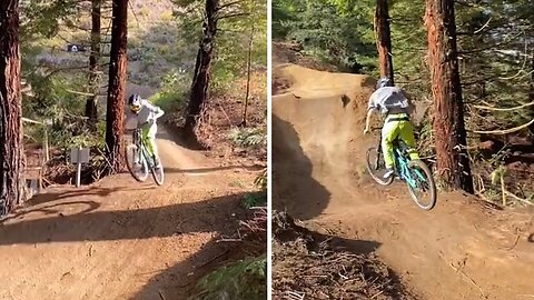 Mountain bike jump results in epic fail