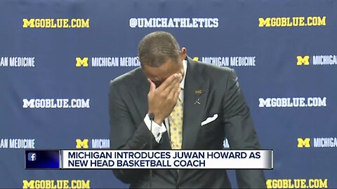 Juwan Howard cries tears of joy as he's introduced as Michigan basketball coach