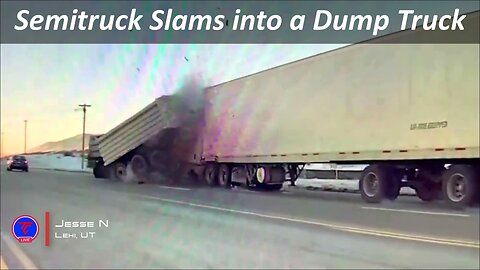 Semitruck Slams into a Dump Truck Caught on Tesla Camera | TeslaCam Live