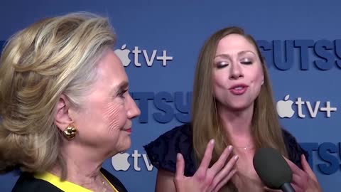 Hillary and Chelsea Clinton on the Queen