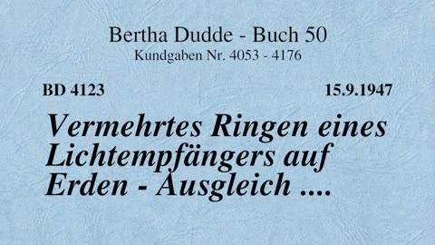 BD 4123 - VERMEHRTES RINGEN EINES LICHTEMPFÄNGERS AUF ERDEN - AUSGLEICH ....