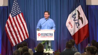 DeSantis woos Republicans in Iowa as Trump's event washed out