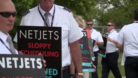 NetJets pilots picketing for better wages and quality of life, union VP says