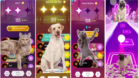 Tiles Hop EDM Rush | Music Game | Funny Cats & Dogs Batle