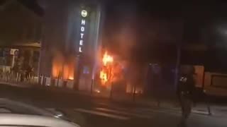 Guests forced to flee as hotel is set alight.