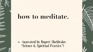How to meditate
